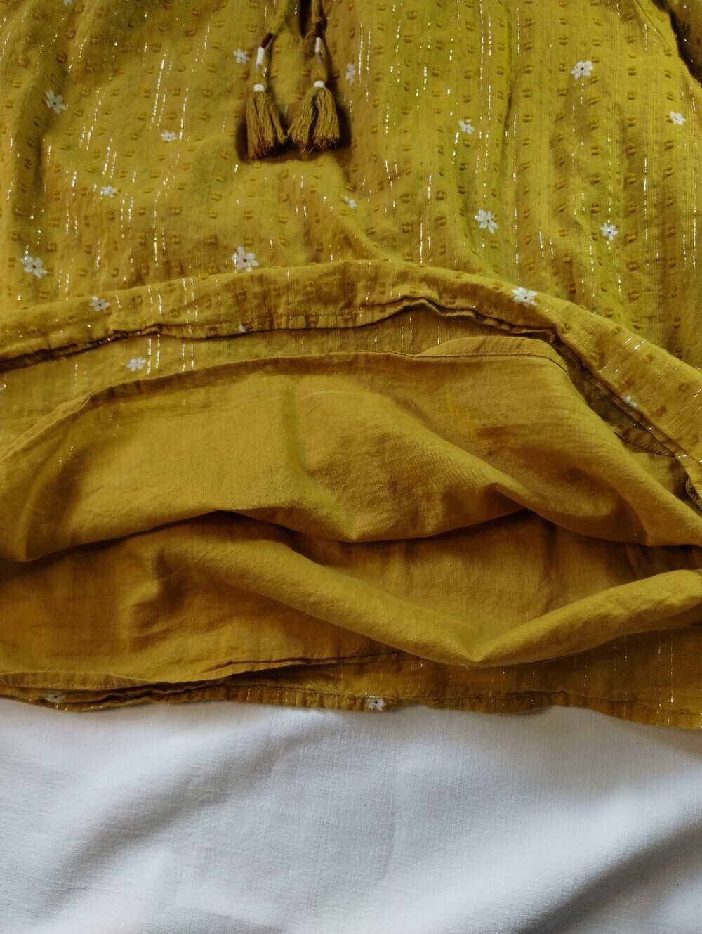 Style & Co. Mustard Floral Peasant Tunic with Tassel Tie - Picture 8 of 10